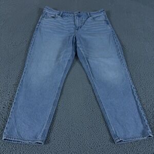 American Eagle Jeans Womens 16 Short Blue Mom Jean High Rise Strigid Light Wash